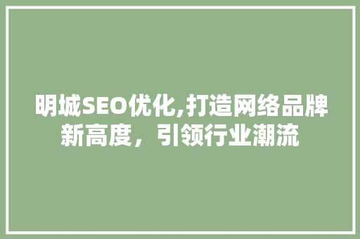 明城SEO优化,打造网络品牌新高度，引领行业潮流  第1张