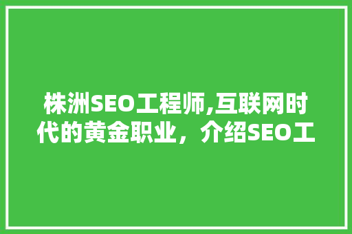 株洲SEO工程师,互联网时代的黄金职业，介绍SEO工程师的核心技能与发展前景