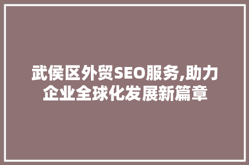 武侯区外贸SEO服务,助力企业全球化发展新篇章  第1张