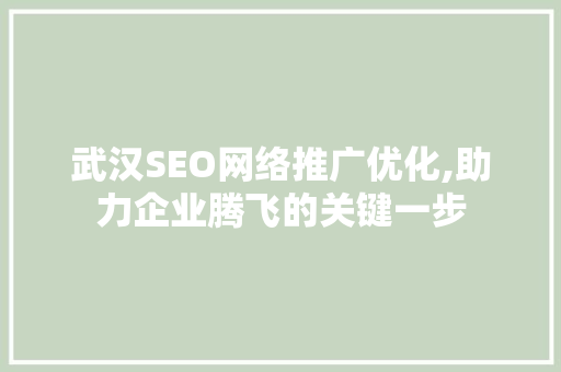 武汉SEO网络推广优化,助力企业腾飞的关键一步