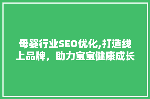 母婴行业SEO优化,打造线上品牌，助力宝宝健康成长