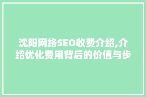沈阳网络SEO收费介绍,介绍优化费用背后的价值与步骤