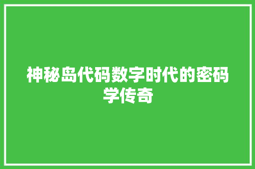 神秘岛代码数字时代的密码学传奇