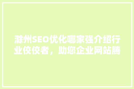 滁州SEO优化哪家强介绍行业佼佼者，助您企业网站腾飞