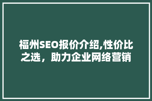 福州SEO报价介绍,性价比之选，助力企业网络营销