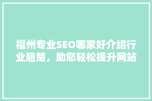 福州专业SEO哪家好介绍行业翘楚，助您轻松提升网站排名！