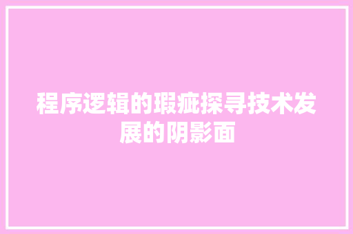 程序逻辑的瑕疵探寻技术发展的阴影面
