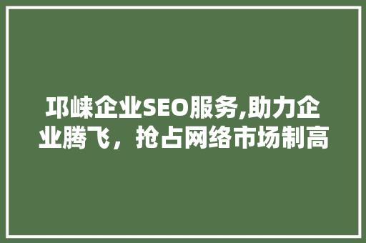 邛崃企业SEO服务,助力企业腾飞，抢占网络市场制高点