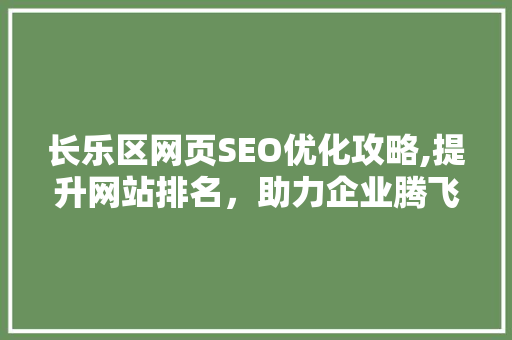 长乐区网页SEO优化攻略,提升网站排名，助力企业腾飞