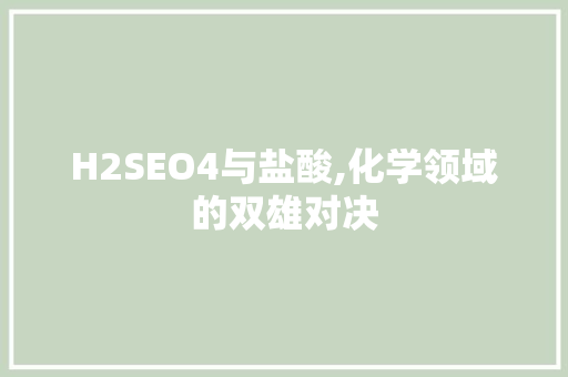 H2SEO4与盐酸,化学领域的双雄对决  第1张