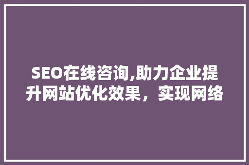 SEO在线咨询,助力企业提升网站优化效果，实现网络营销突破  第1张