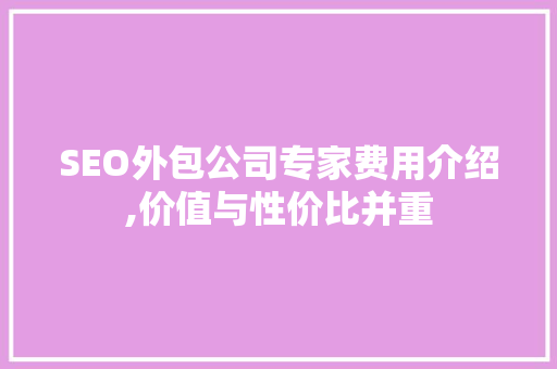 SEO外包公司专家费用介绍,价值与性价比并重  第1张