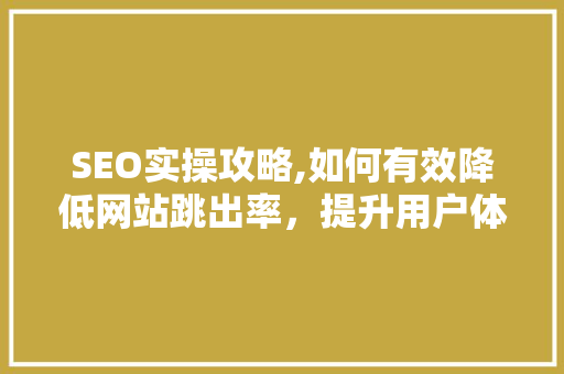 SEO实操攻略,如何有效降低网站跳出率，提升用户体验