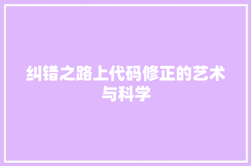 纠错之路上代码修正的艺术与科学