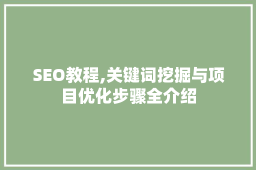 SEO教程,关键词挖掘与项目优化步骤全介绍