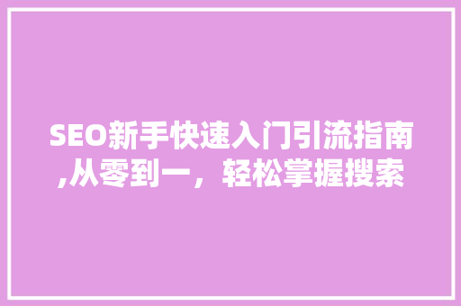 SEO新手快速入门引流指南,从零到一，轻松掌握搜索引擎优化方法