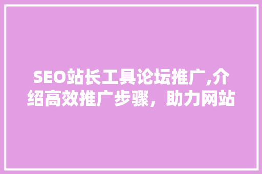 SEO站长工具论坛推广,介绍高效推广步骤，助力网站流量翻倍！