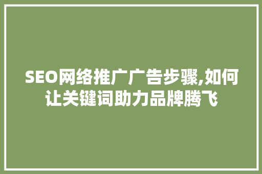 SEO网络推广广告步骤,如何让关键词助力品牌腾飞