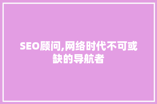 SEO顾问,网络时代不可或缺的导航者