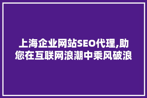 上海企业网站SEO代理,助您在互联网浪潮中乘风破浪