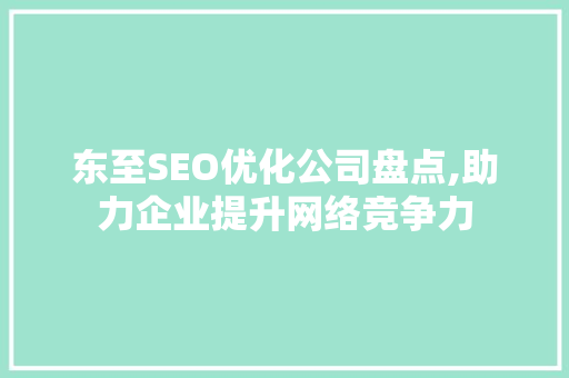 东至SEO优化公司盘点,助力企业提升网络竞争力  第1张