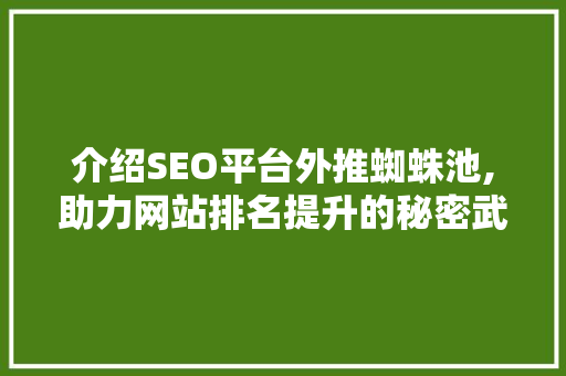 介绍SEO平台外推蜘蛛池,助力网站排名提升的秘密武器