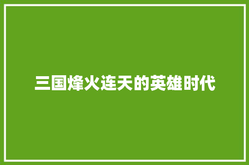 三国烽火连天的英雄时代