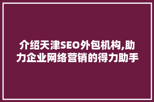 介绍天津SEO外包机构,助力企业网络营销的得力助手