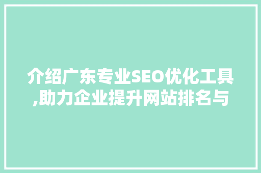 介绍广东专业SEO优化工具,助力企业提升网站排名与流量