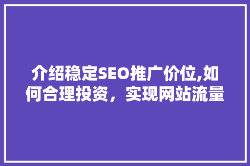 介绍稳定SEO推广价位,如何合理投资，实现网站流量翻倍  第1张