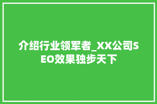 介绍行业领军者_XX公司SEO效果独步天下
