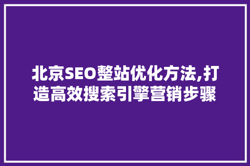 北京SEO整站优化方法,打造高效搜索引擎营销步骤