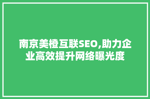 南京美橙互联SEO,助力企业高效提升网络曝光度  第1张