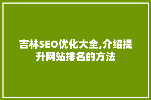 吉林SEO优化大全,介绍提升网站排名的方法