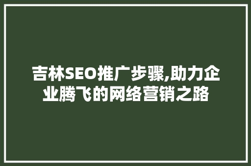 吉林SEO推广步骤,助力企业腾飞的网络营销之路