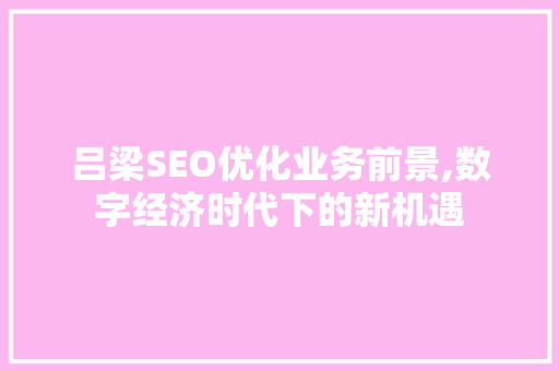 吕梁SEO优化业务前景,数字经济时代下的新机遇  第1张