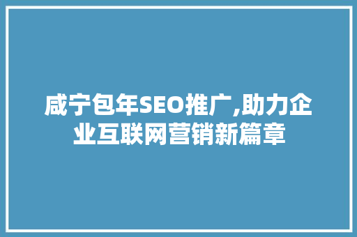 咸宁包年SEO推广,助力企业互联网营销新篇章