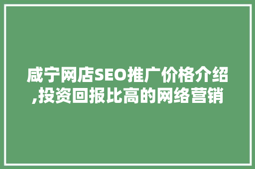 咸宁网店SEO推广价格介绍,投资回报比高的网络营销步骤