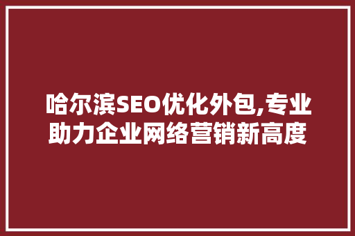 哈尔滨SEO优化外包,专业助力企业网络营销新高度
