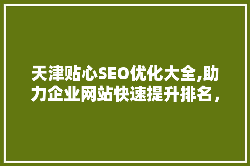 天津贴心SEO优化大全,助力企业网站快速提升排名，抢占市场先机  第1张