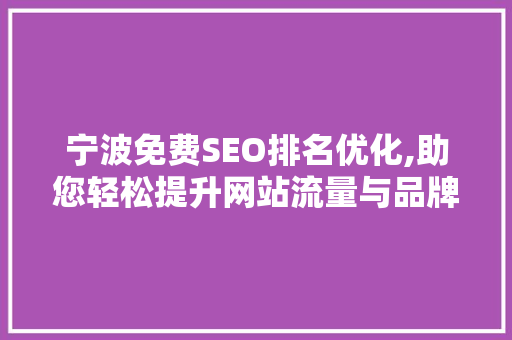 宁波免费SEO排名优化,助您轻松提升网站流量与品牌影响力