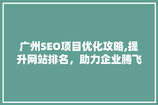 广州SEO项目优化攻略,提升网站排名，助力企业腾飞