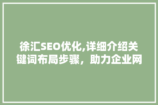 徐汇SEO优化,详细介绍关键词布局步骤，助力企业网站排名提升
