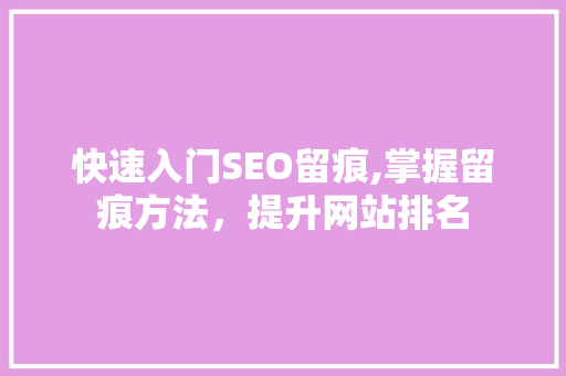 快速入门SEO留痕,掌握留痕方法，提升网站排名