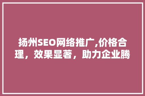 扬州SEO网络推广,价格合理，效果显著，助力企业腾飞