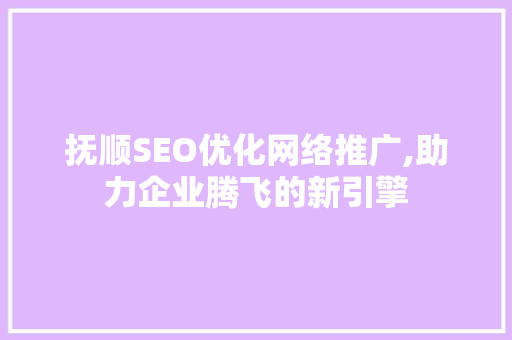 抚顺SEO优化网络推广,助力企业腾飞的新引擎