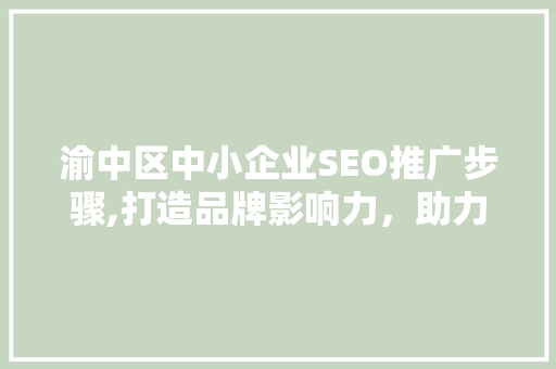 渝中区中小企业SEO推广步骤,打造品牌影响力，助力企业腾飞