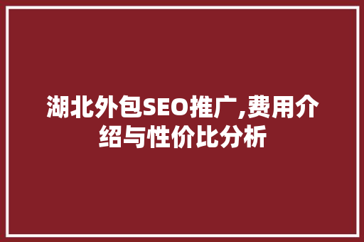 湖北外包SEO推广,费用介绍与性价比分析