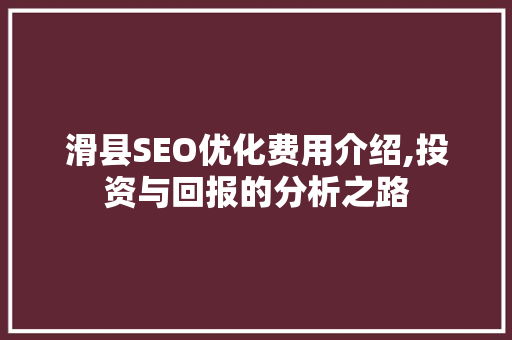 滑县SEO优化费用介绍,投资与回报的分析之路