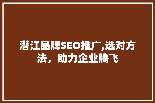 潜江品牌SEO推广,选对方法，助力企业腾飞